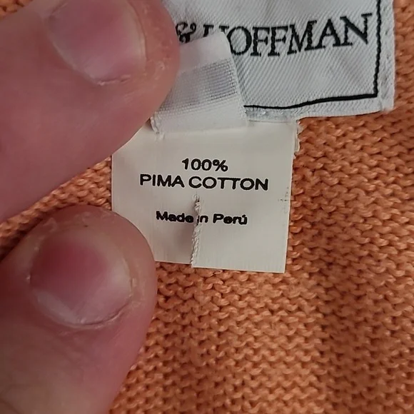 MAUS & HOFFMAN Pastel Orange Peach Pima Cotton‎ Mens M Half Zip Pullover Sweater